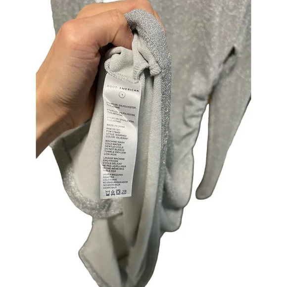 Good American Sparkle Button Down Top Silver Swim Cover Up - Picture 6 of 7